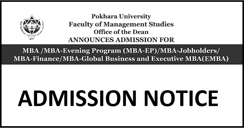 Pokhara University Announces Admission Open for MBA, MBA-E, MBA-F, EMBA