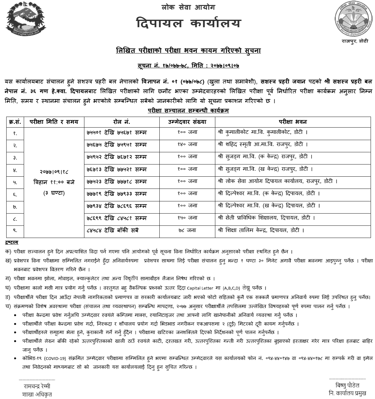 APF Nepal Jawan Post Written Exam Center Doti, Dipayal
