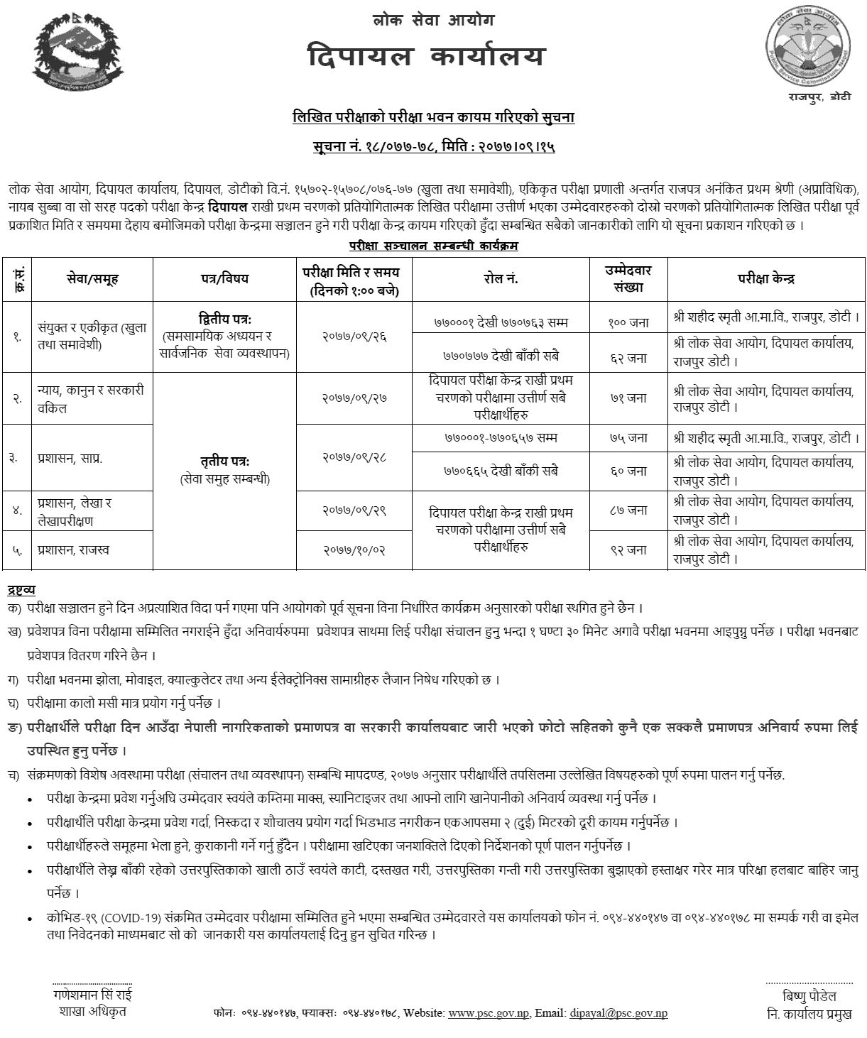 Nayab Subba (NaSu) Second Phase Written Exam Center Dipayal - Lok Sewa Aayog