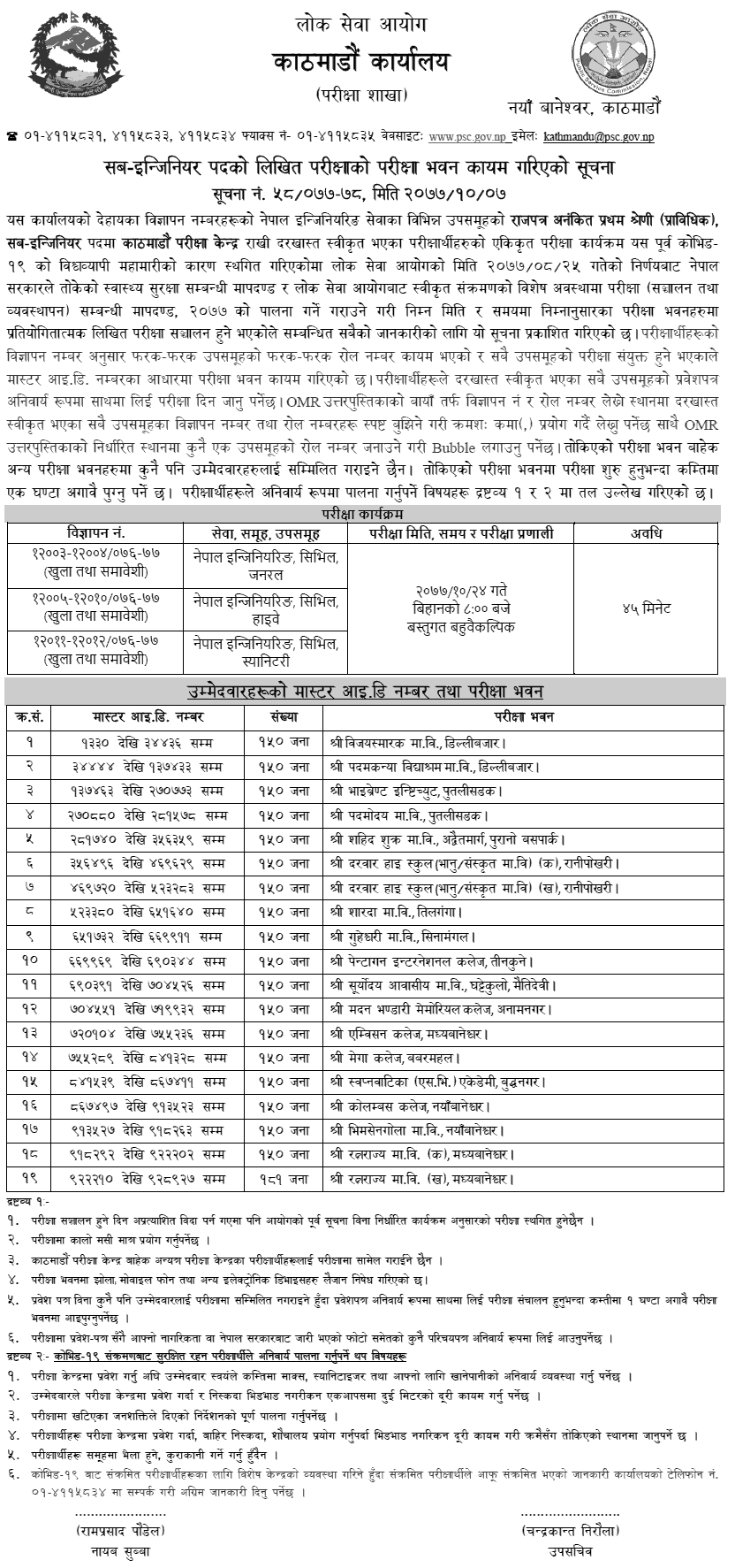 Sub-Engineer Written Exam Center Kathmandu Lok Sewa Aayog