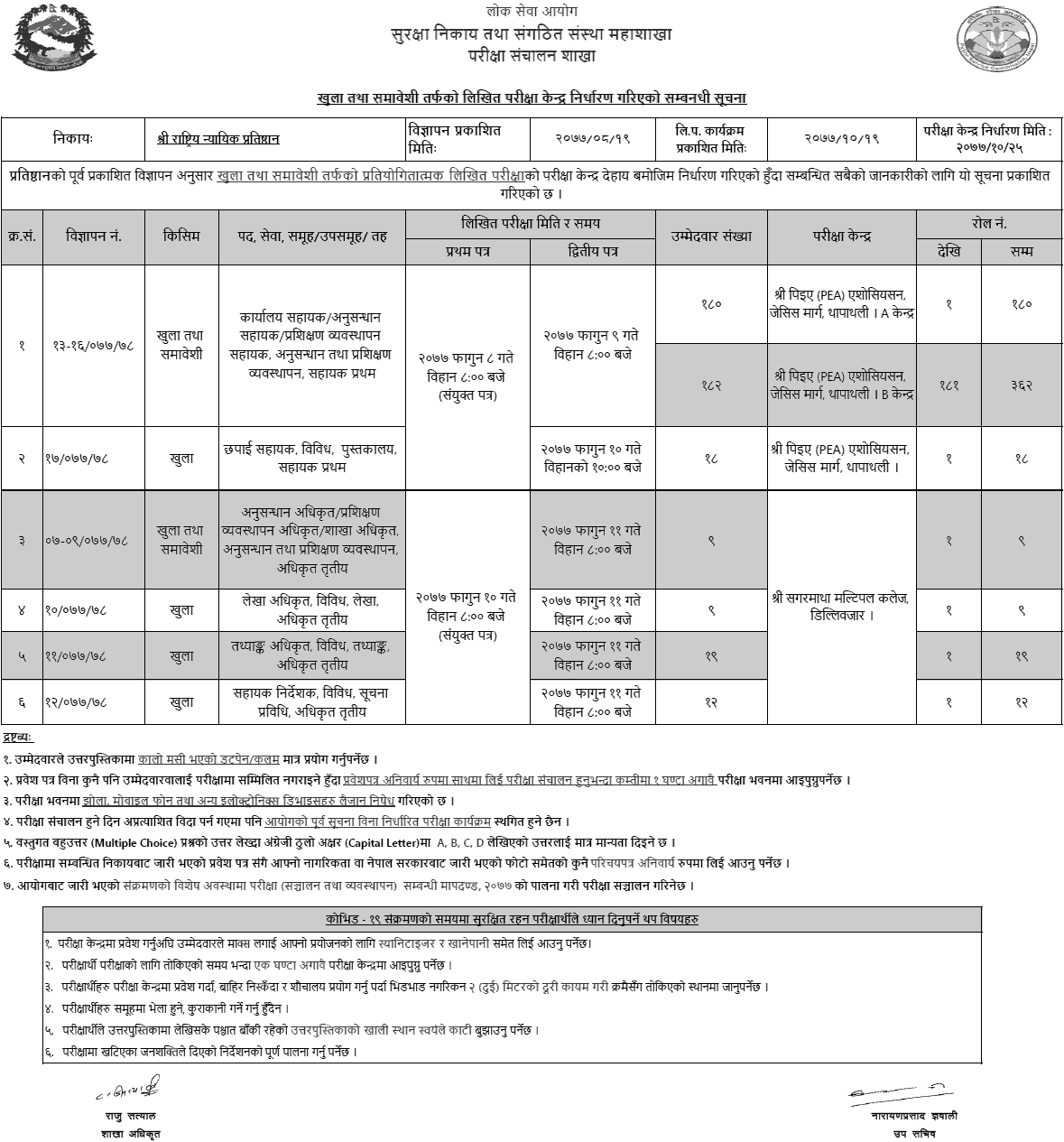 National Judicial Academy (Rastriya Nyayik Pratisthan) Written Exam Center