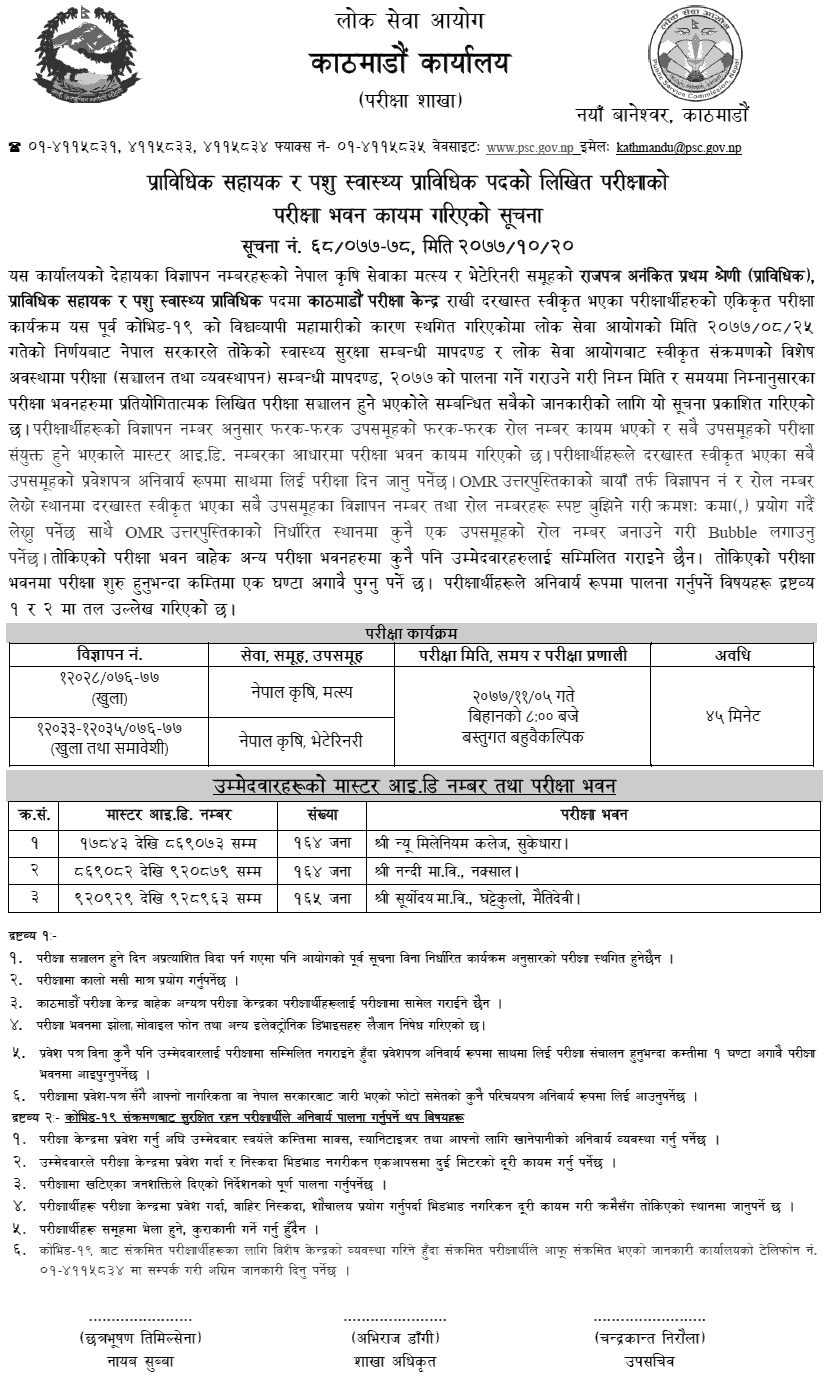 Prabidhik Sahayak (Nasu) Written Exam Center Kathmandu Lok Sewa Aayog1