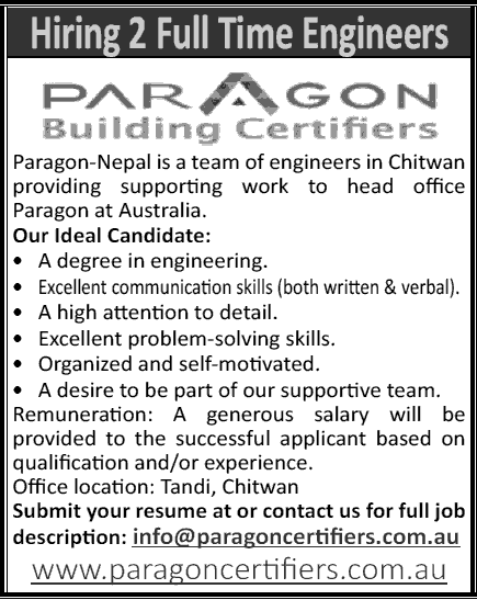 Paragon-Nepal Vacancy for Full Time Engineer