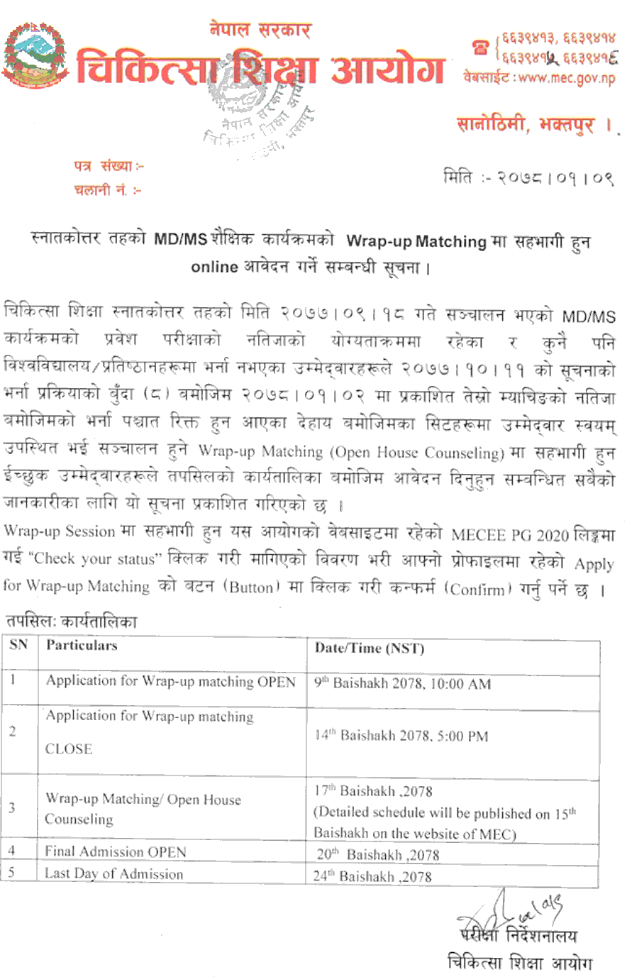 MD  MS Educational Program Wrap-Up Matching Online Application Open