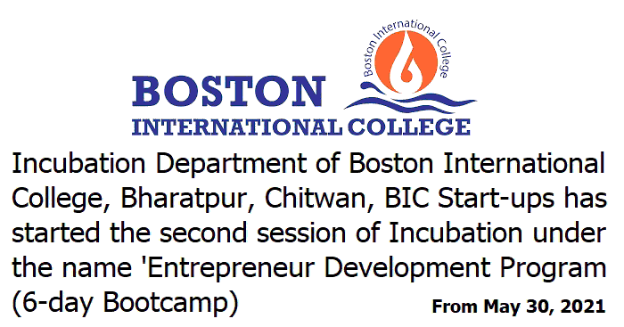 Boston International College Chitwan Started Second Session of Entrepreneur Development Program (6-day Bootcamp)