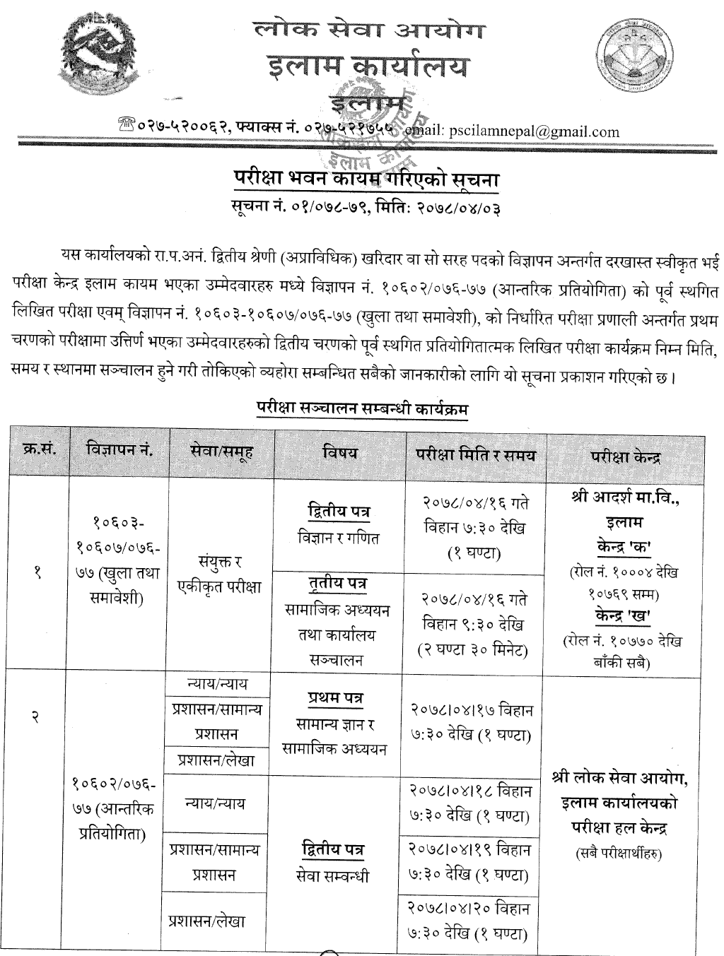 Lok Sewa Aayog Ilam Kharidar Second Phase Written Exam Result