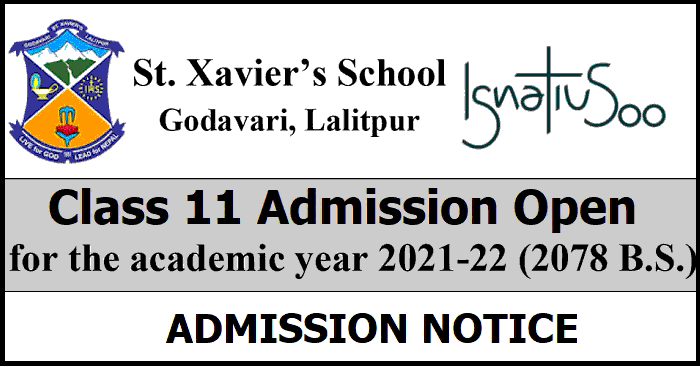 Class 11 Admission Open at St Xaviers School Godavari