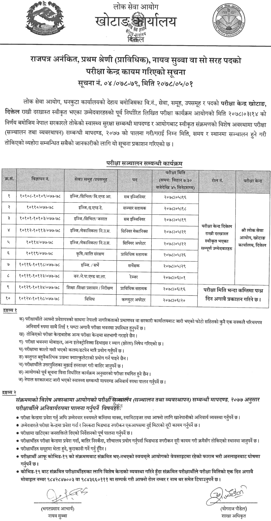 Lok Sewa Aayog Khotang Prabidhik NaSu Written Exam Center