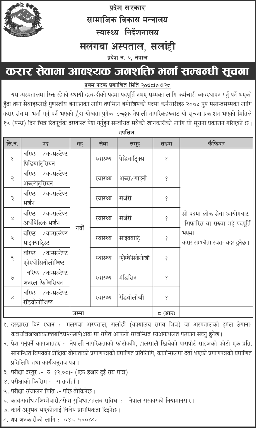 Malangwa Hospital Vacancy for Senior Consultant