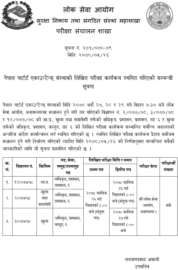 Institute of Chartered Accountants of Nepal (ICAN) Postponed Written Examination