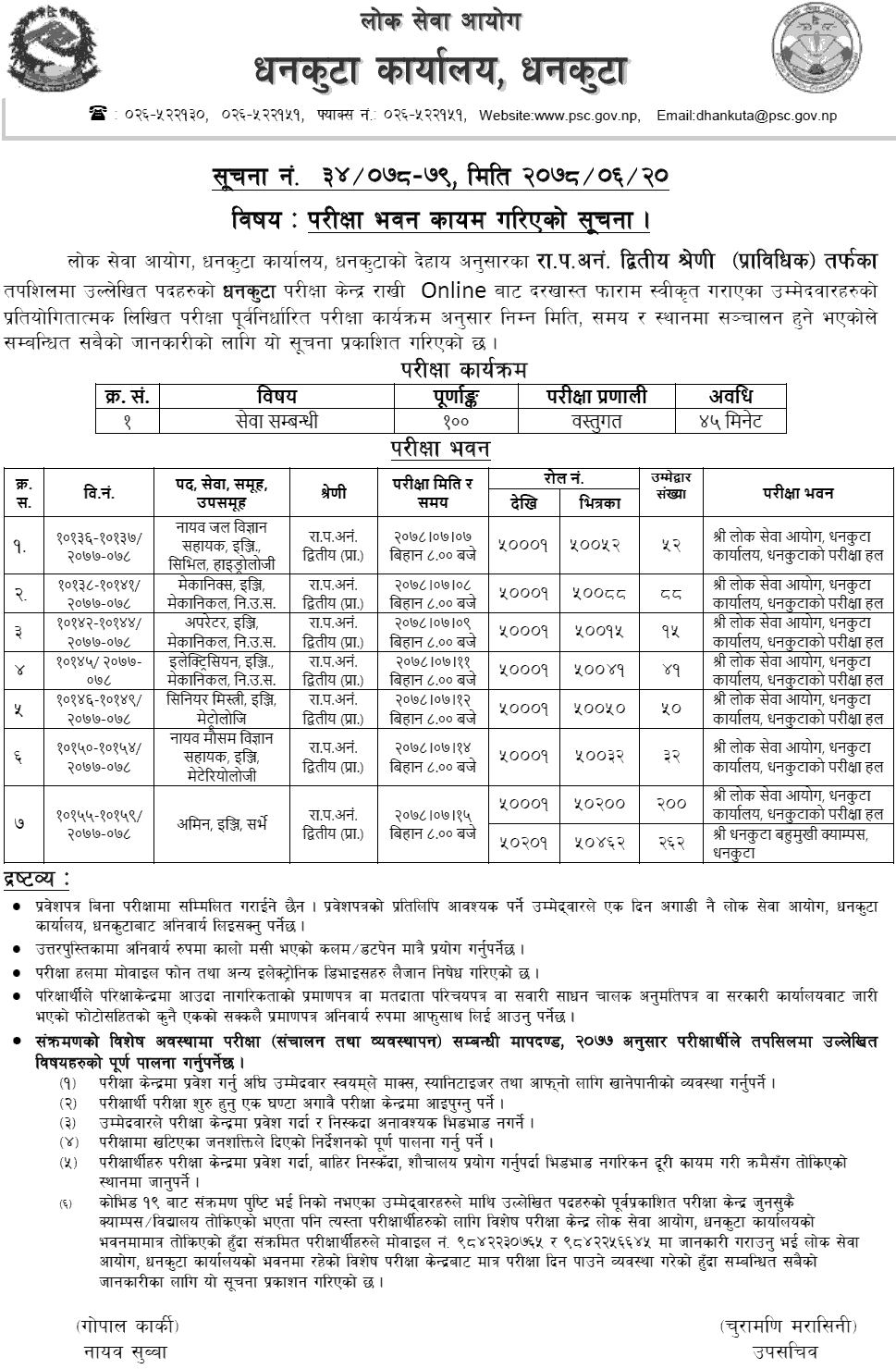 Lok Sewa Aayog Prabidhik Kharidar (Engineering) Exam Center Dhankuta