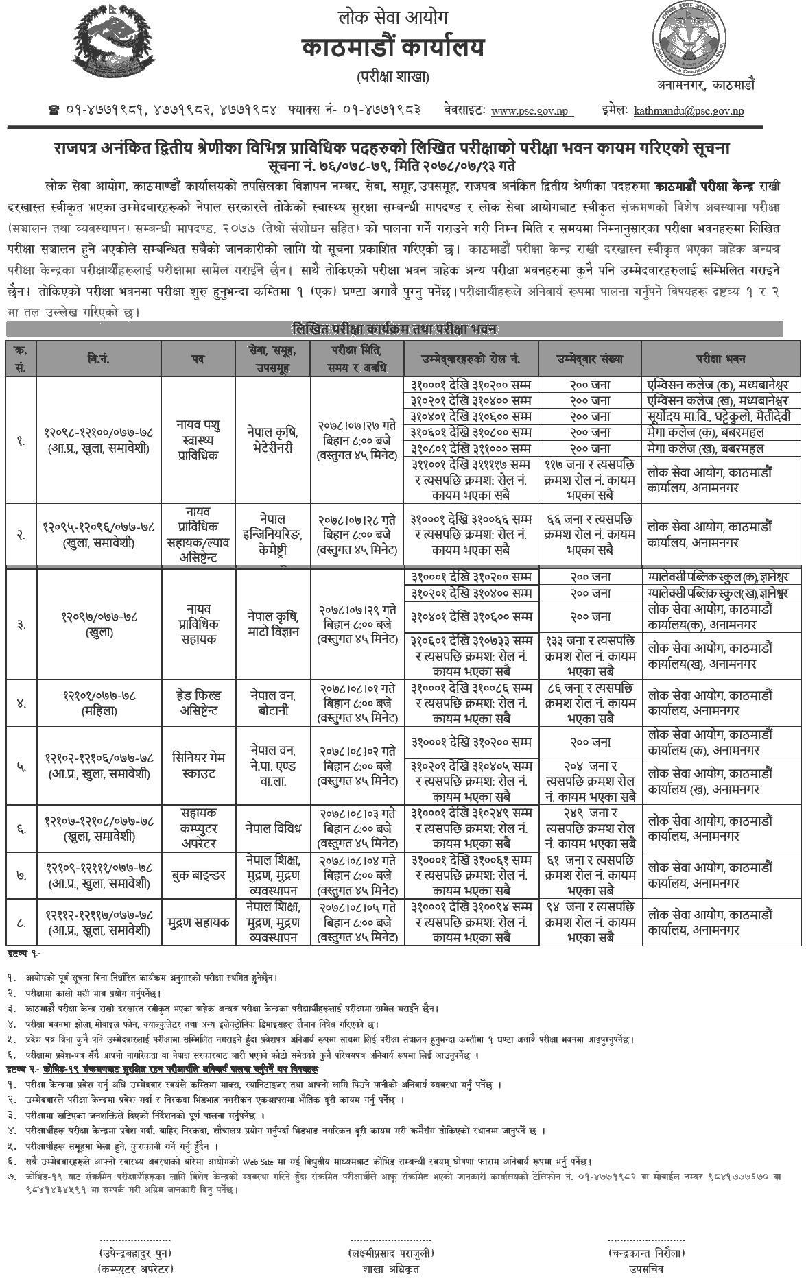 Lok Sewa Aayog Prabidhik Kharidar Written Exam Center Kathmandu