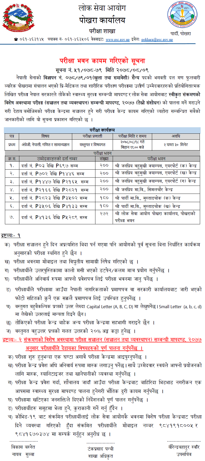 Nepal Army Sainya Post Written Exam Center Pokhara