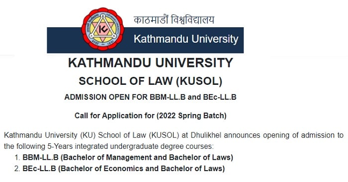 BBM-LL.B and BEc-LL.B Admission Open at Kathmandu University School of Law (KUSOL)