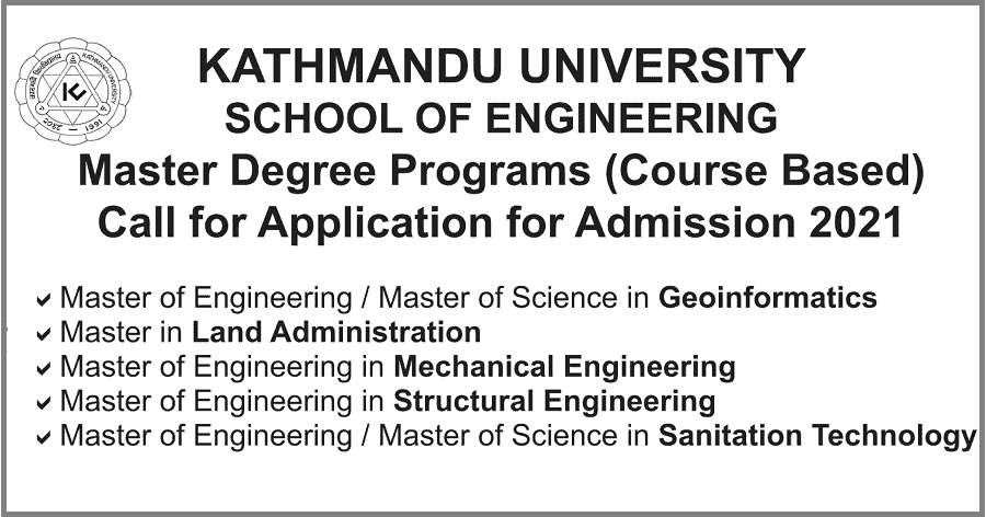 Kathmandu University School of Engineering Admission Open for Master Degree Programs