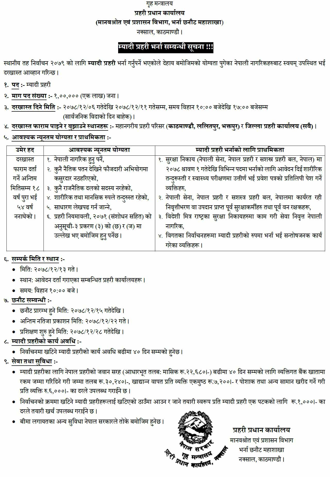 Myadi Police Job Vacancy 2078