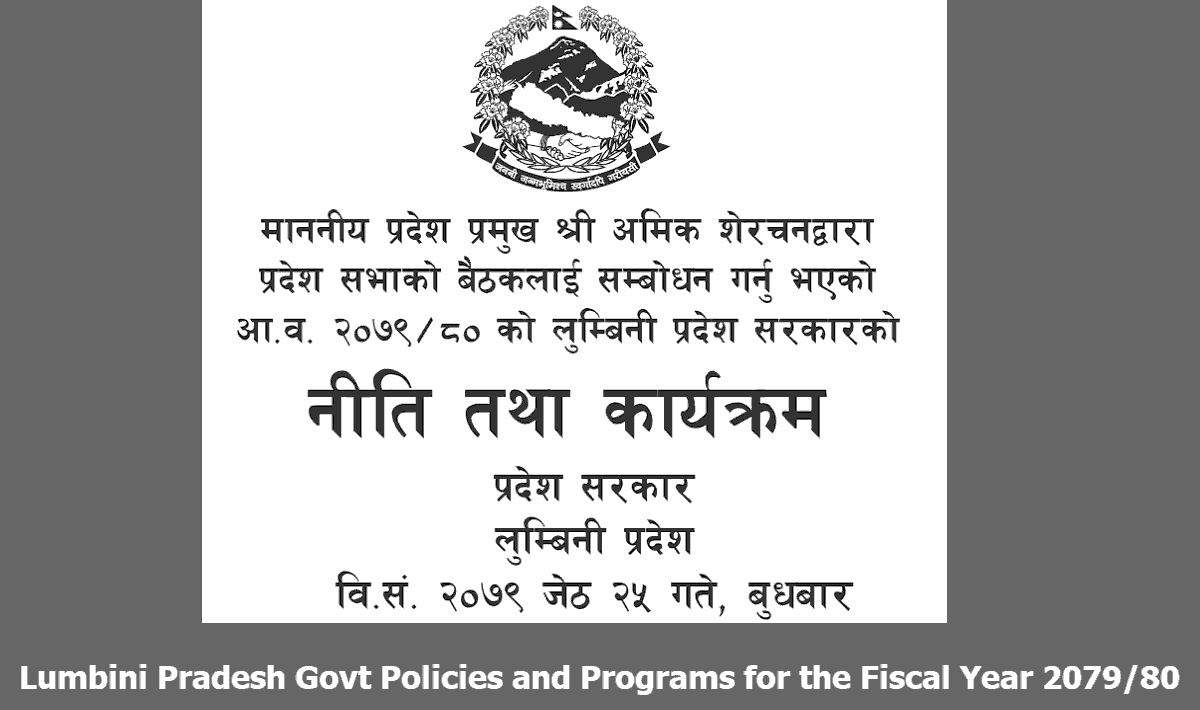 Lumbini Pradesh Govt Policies and Programs for the Fiscal Year 2079-80