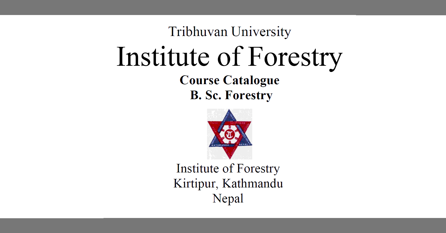 BSc Forestry Syllabus Tribhuvan University Institute of Forestry