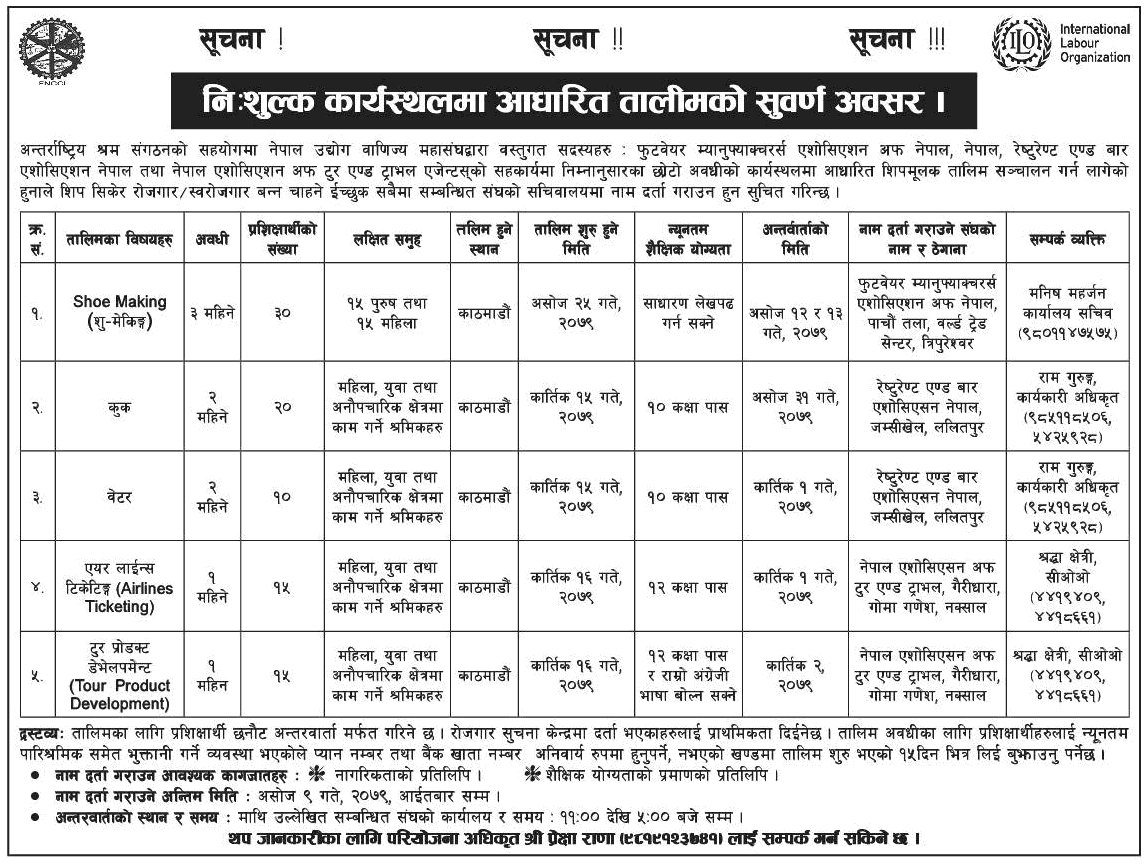 FNCCI Call to Apply for Workplace-based Free Training in Kathmandu