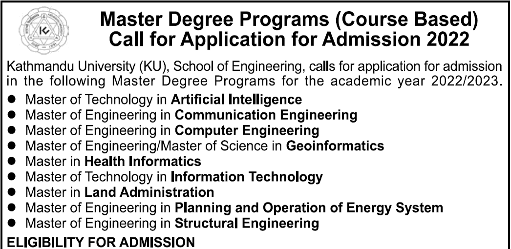 KU School of Engineering Call Application for Admission for Master Degree Programs