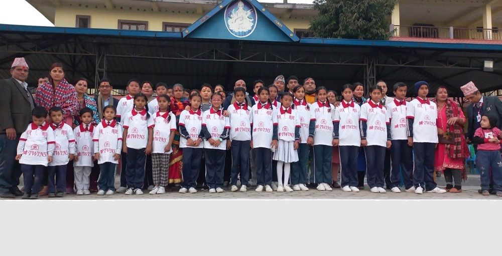 Siddharth Residential Secondary School Kawasoti honored 13 Pairs of Twins Students