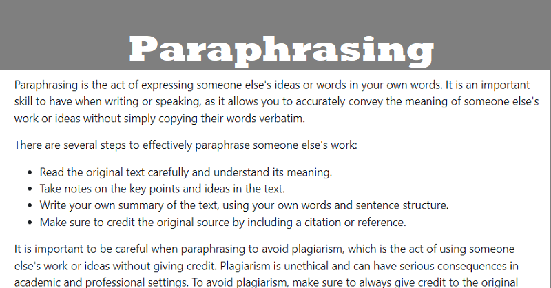 identify the benefits of paraphrasing