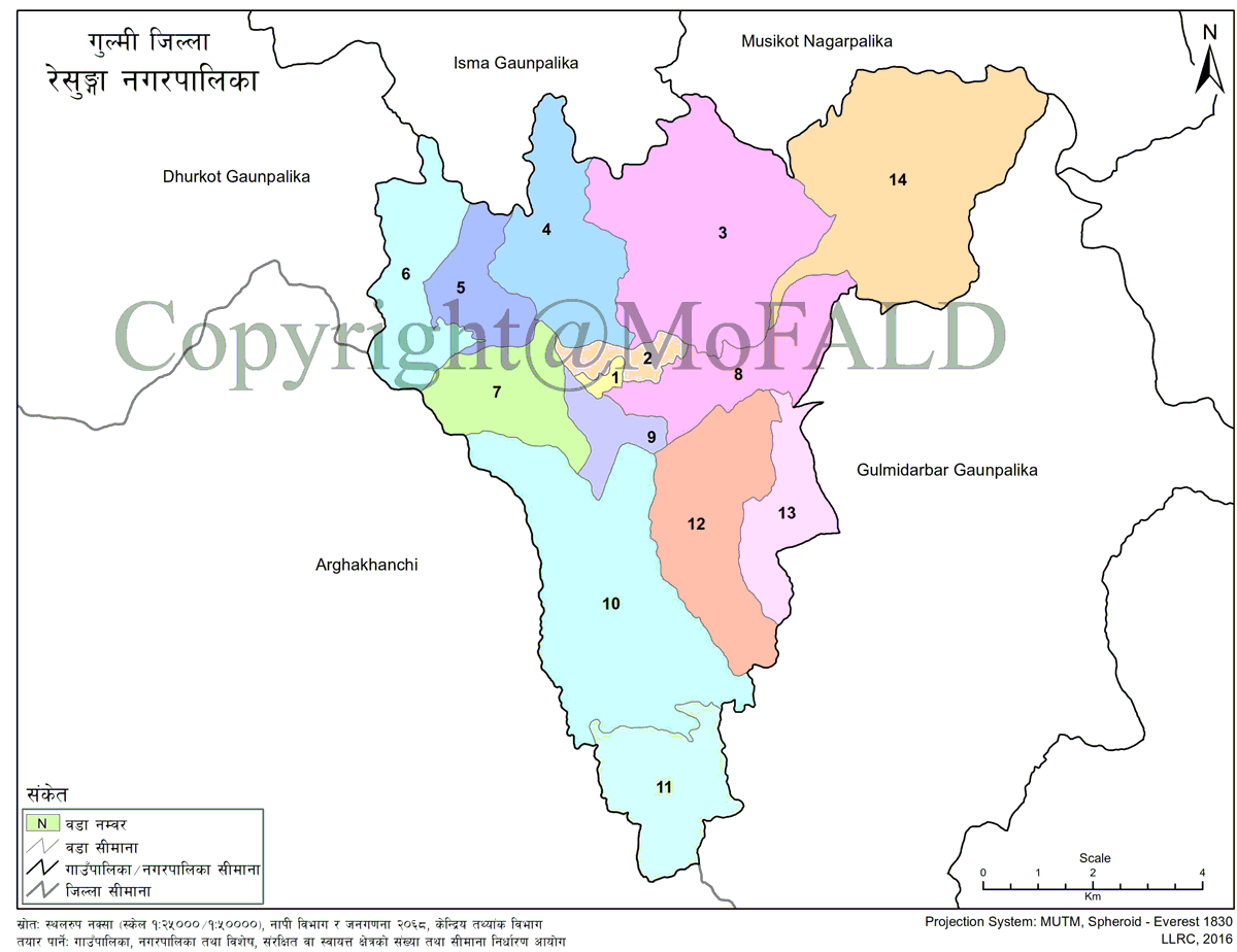 Map of Resunga Municipality Gulmi