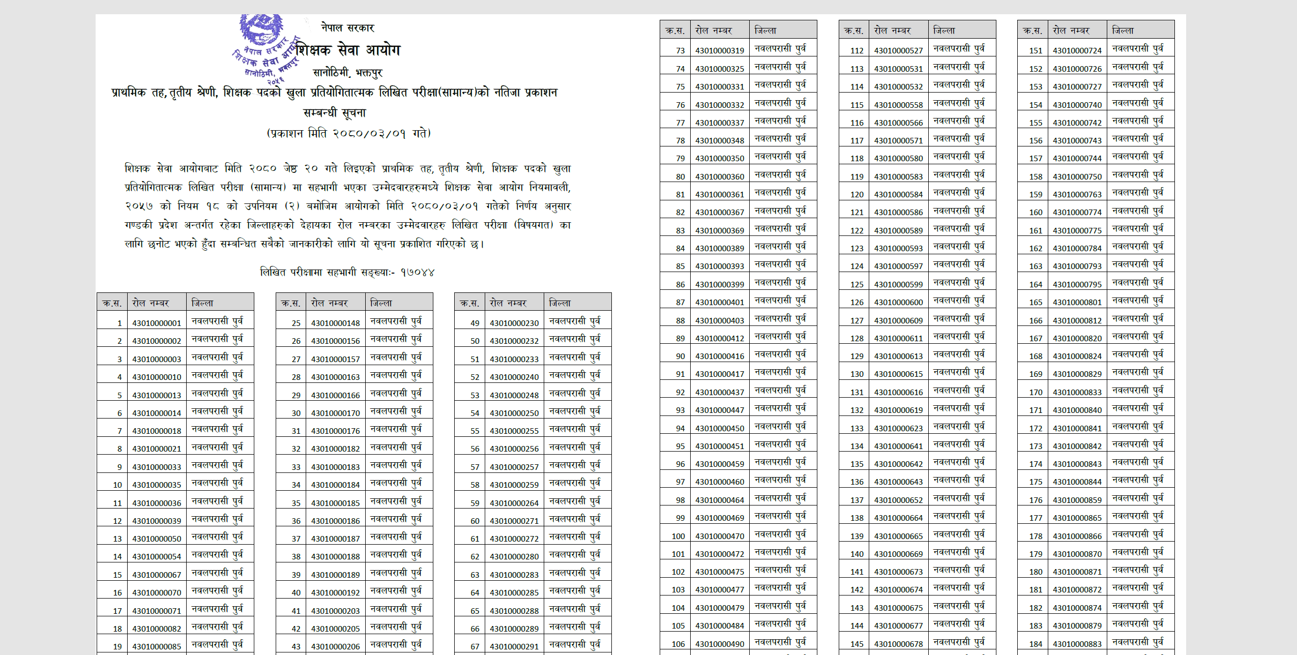 tscprimaryresult