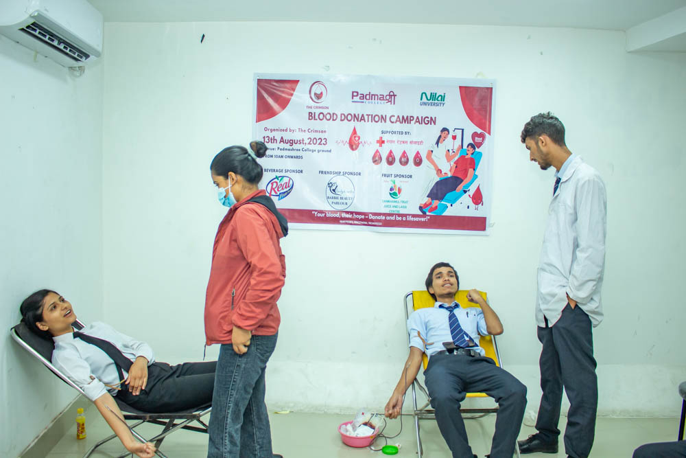 Blood Donation Program Organized by The Crimson Group Of Padmashree College