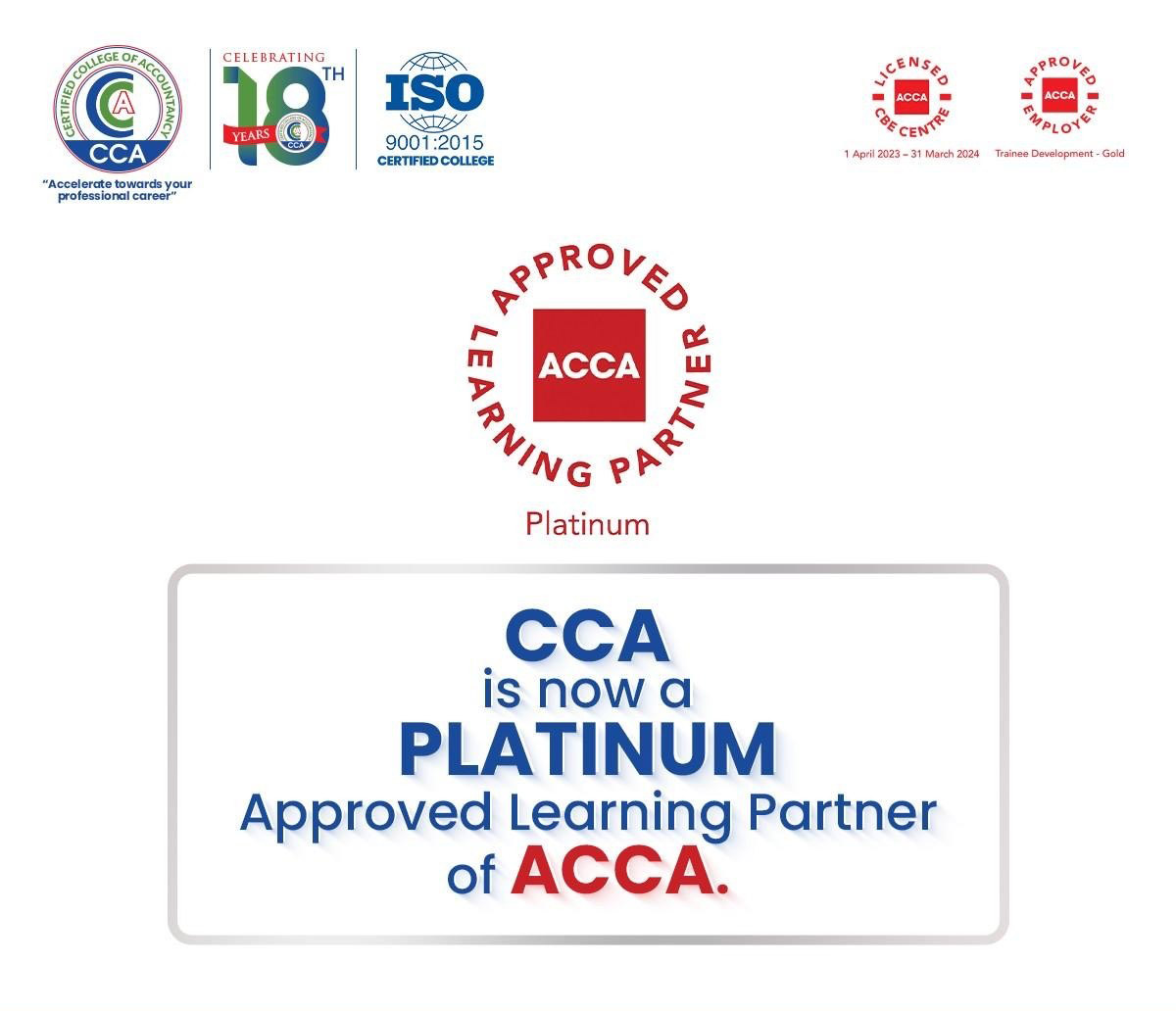 CCA College Achieves ACCA Platinum Status