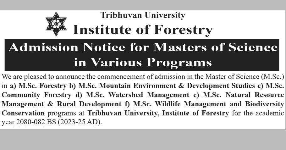 MSc Forestry Admission Open from Institute of Forestry TU