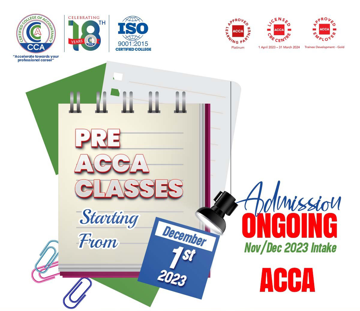ACCA Program Admissions Open for Nov-Dec 2023 at CCA