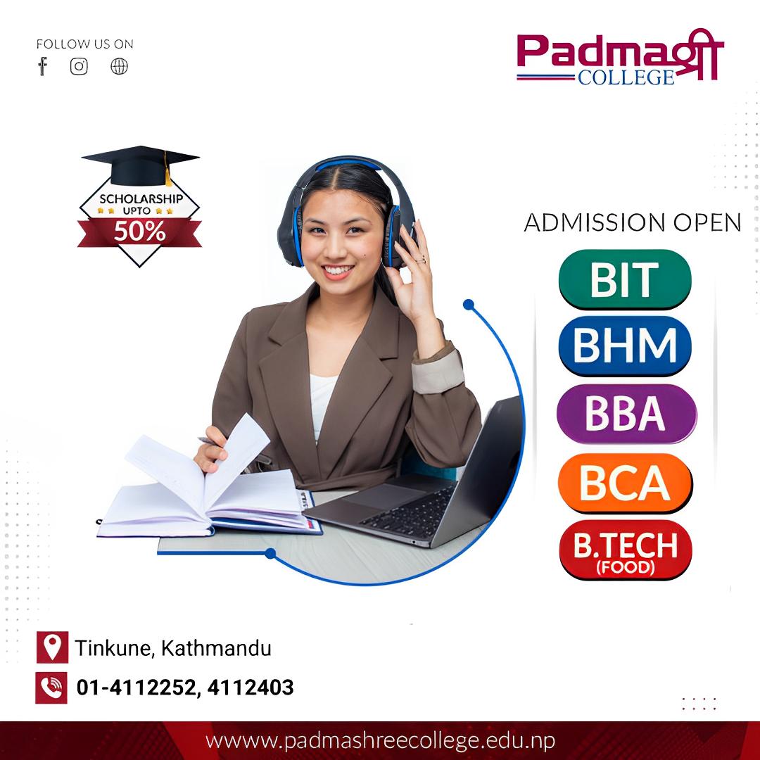 BIT, BBA, BHM, BCA, B.Tech. (Food) Admissions 2023 at Padmashree College