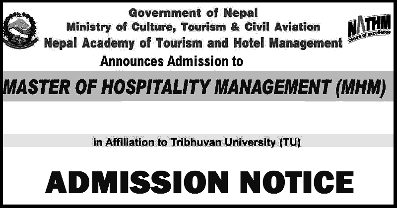 NATHM Admission for Master of Hospitality Management (MHM)