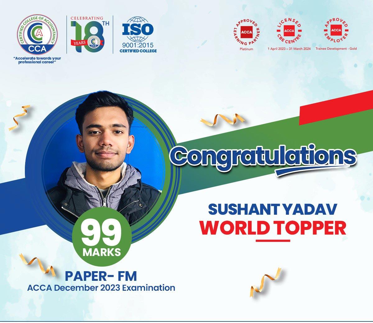 Sushant Yadav Nepal ACCA Student Tops Global Chart with 99 Marks