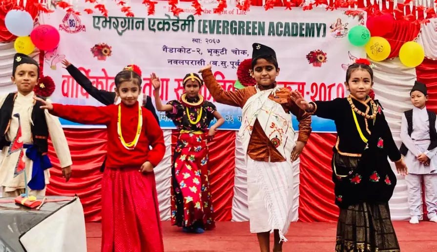 Evergreen Academy in Gaindakot Celebrates 13th Anniversary and Cultural Program