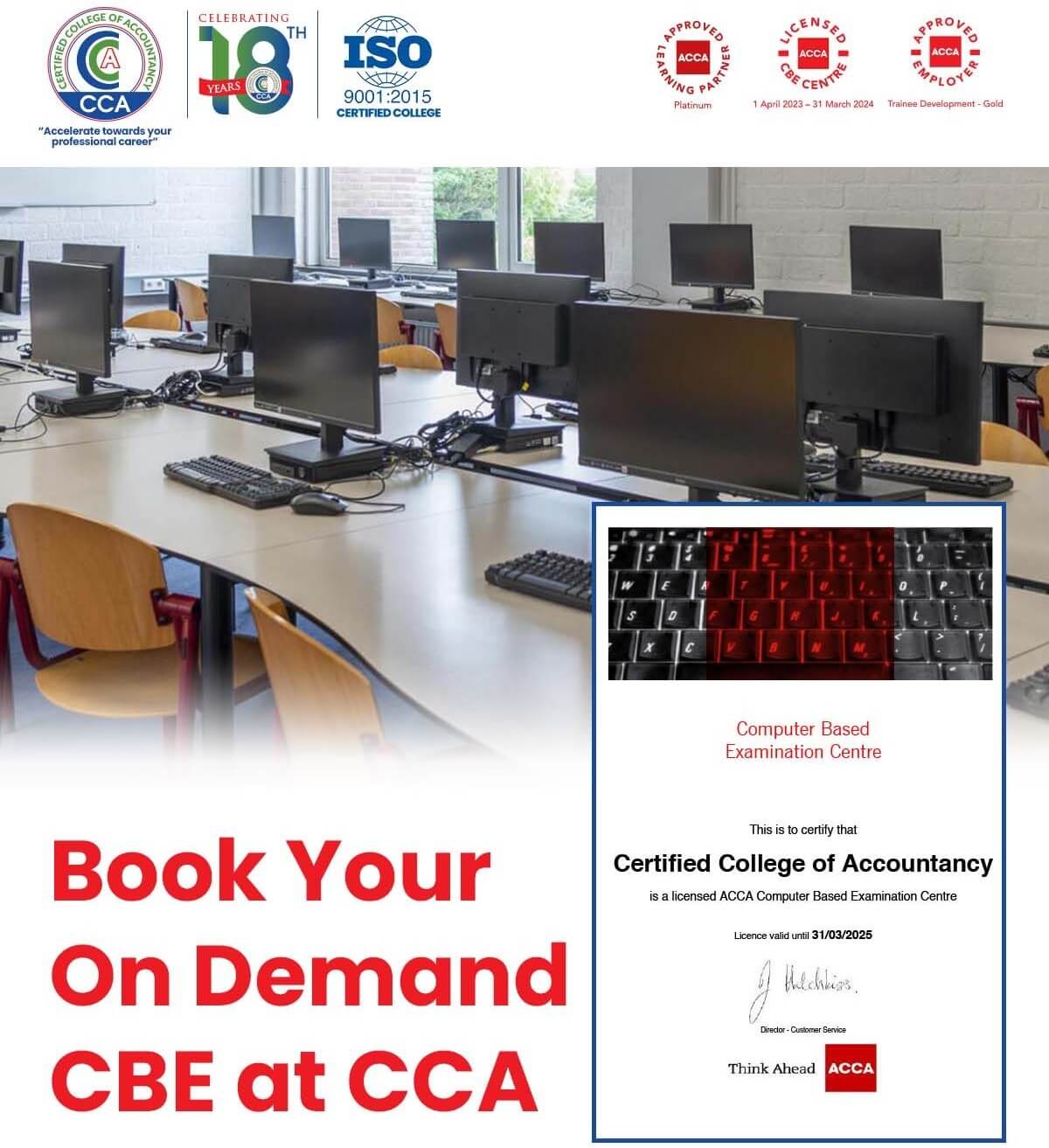 On-Demand Computer-Based Exams (CBE) at CCA