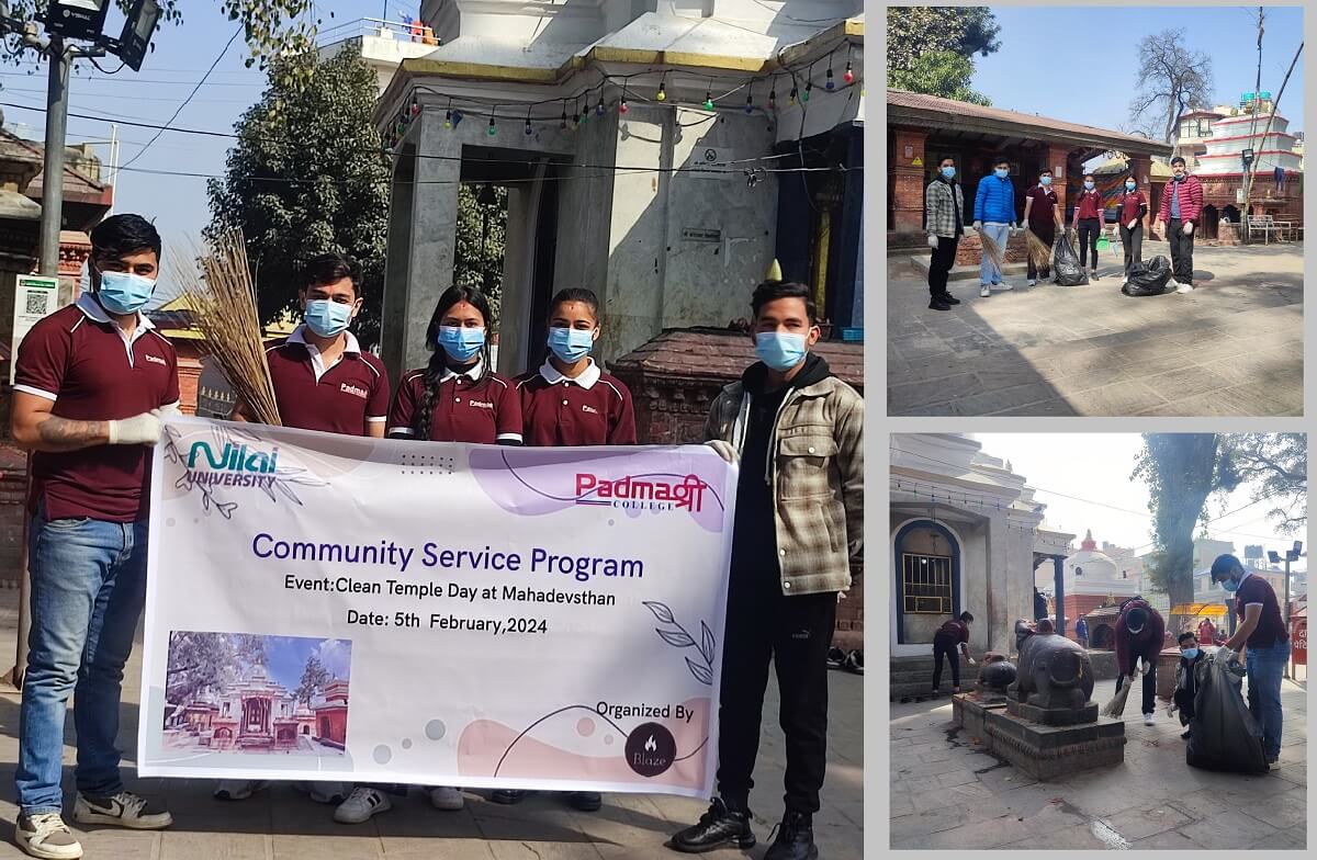 Padmashree College Students Lead Successful Temple Cleaning Initiative at Mahadevsthan