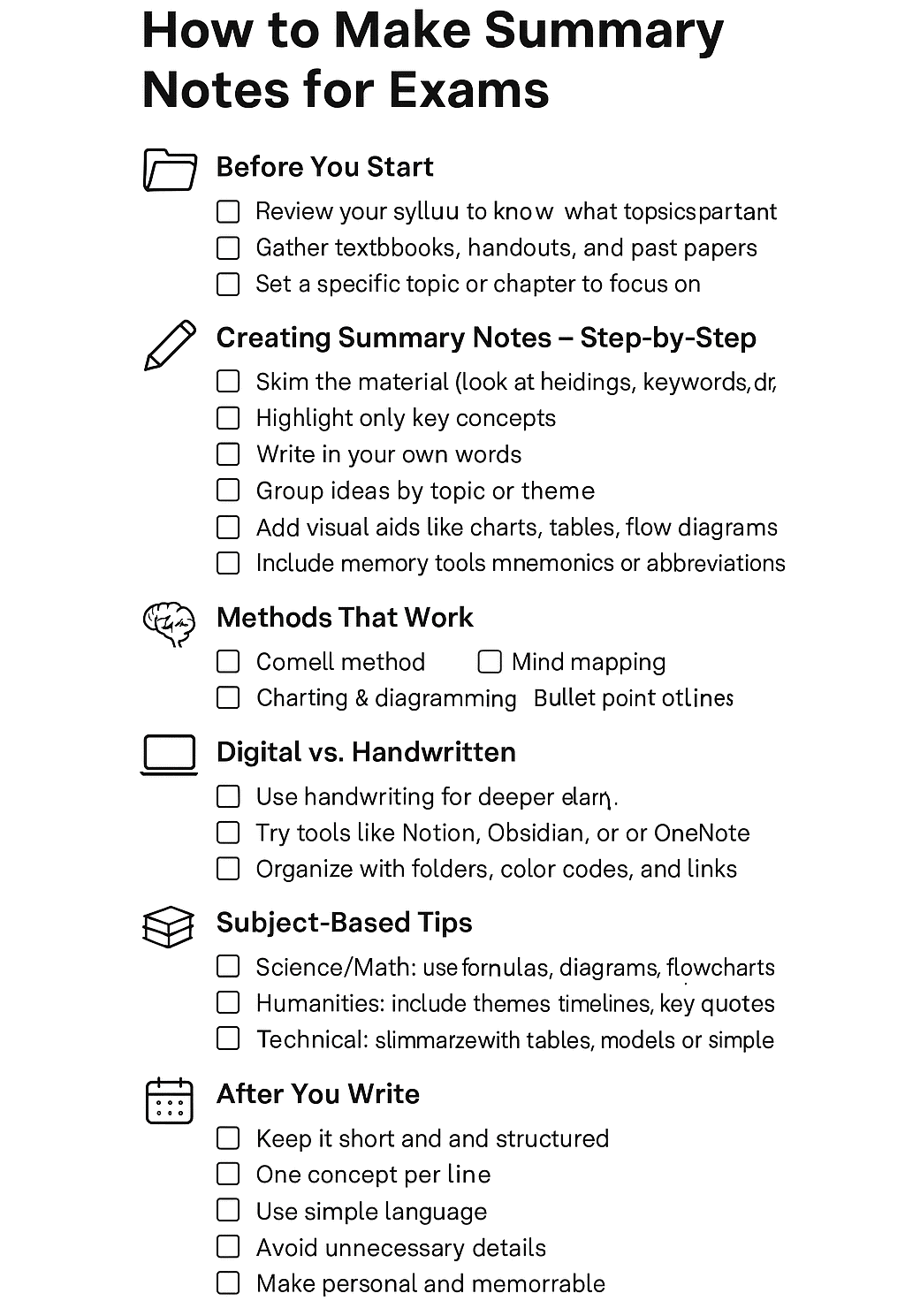 How to Make Summary Notes for Exams 