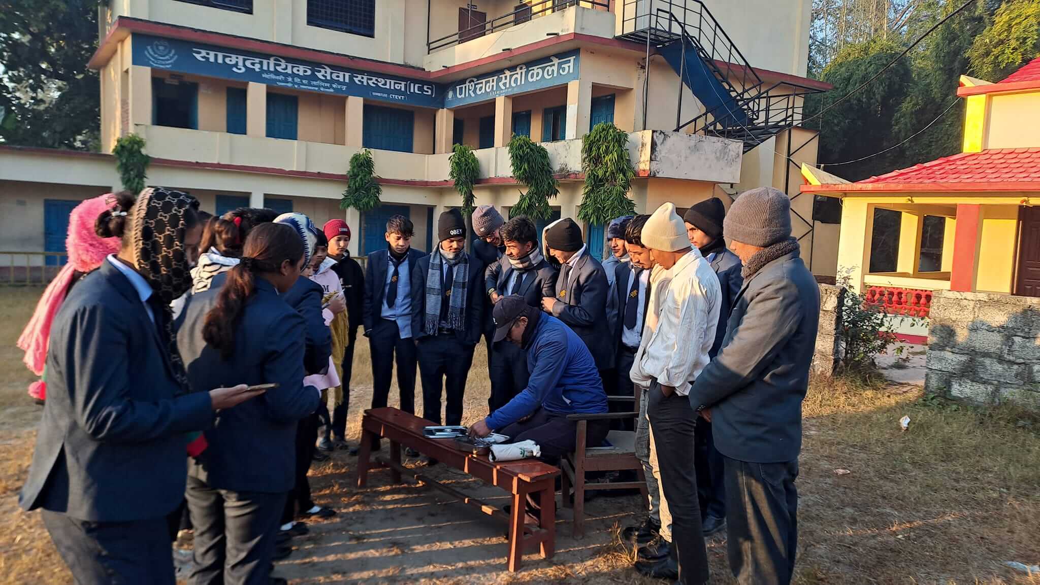 Institute of Community Service - ICS, Dhangadhi buidling and Students 