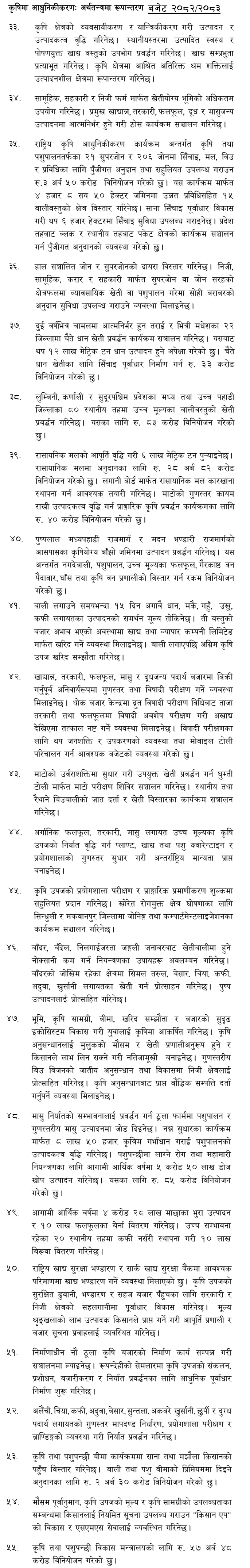 Agriculture Budget 2082-83 in Nepal 