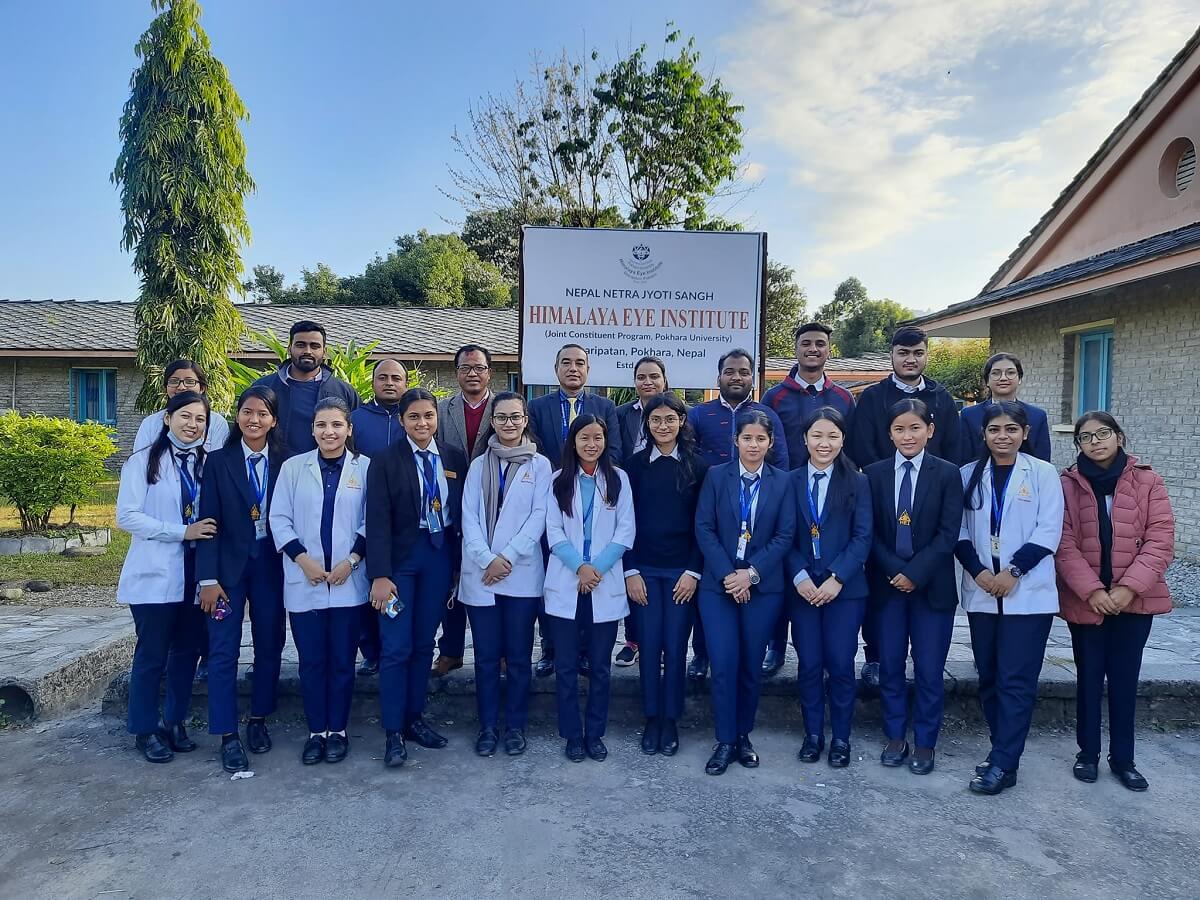 Himalaya Eye Institute, Pokhara Building and Student 