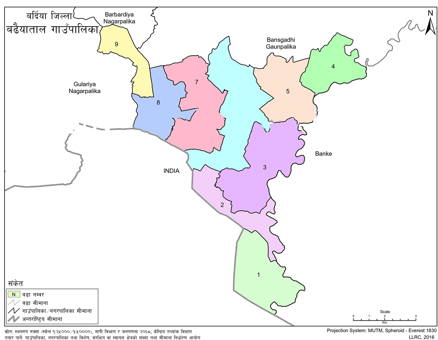 Badhaiyatal Rural Municipality Geographical Map 