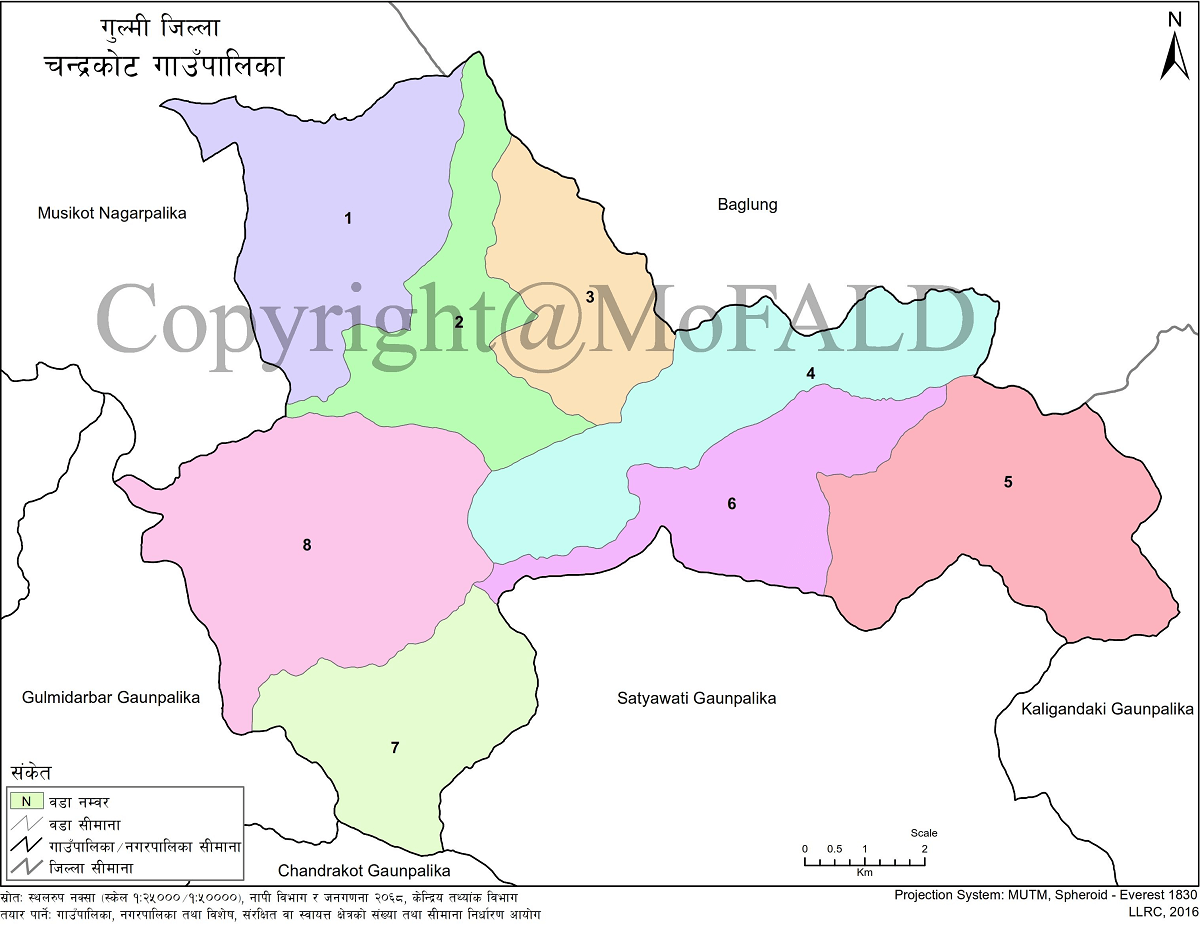 Chandrakot Rural Municipality, Gulmi, Map 