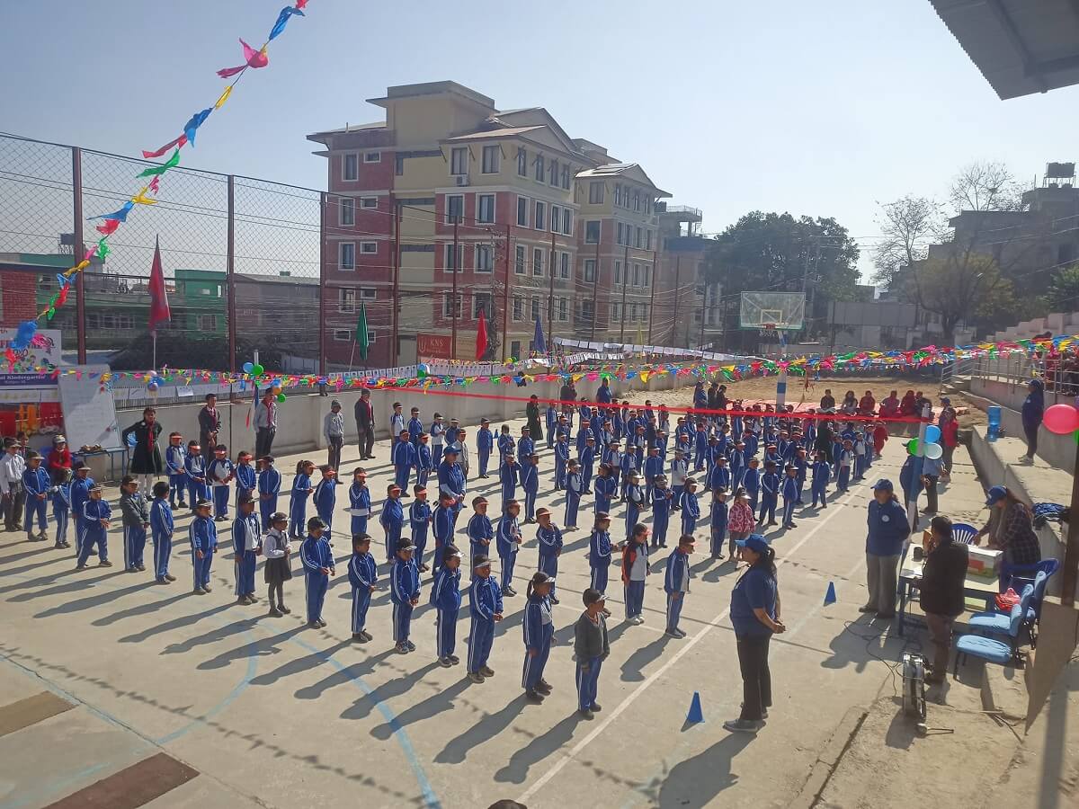 Mangal Secondary School, Kirtipur, Students in Assembly