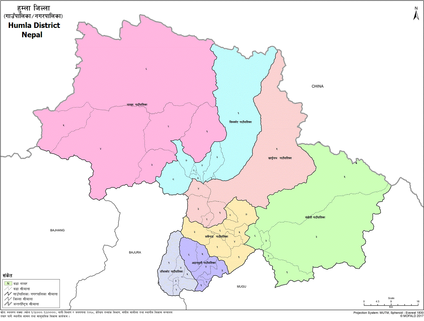 Map of Humla, Nepal