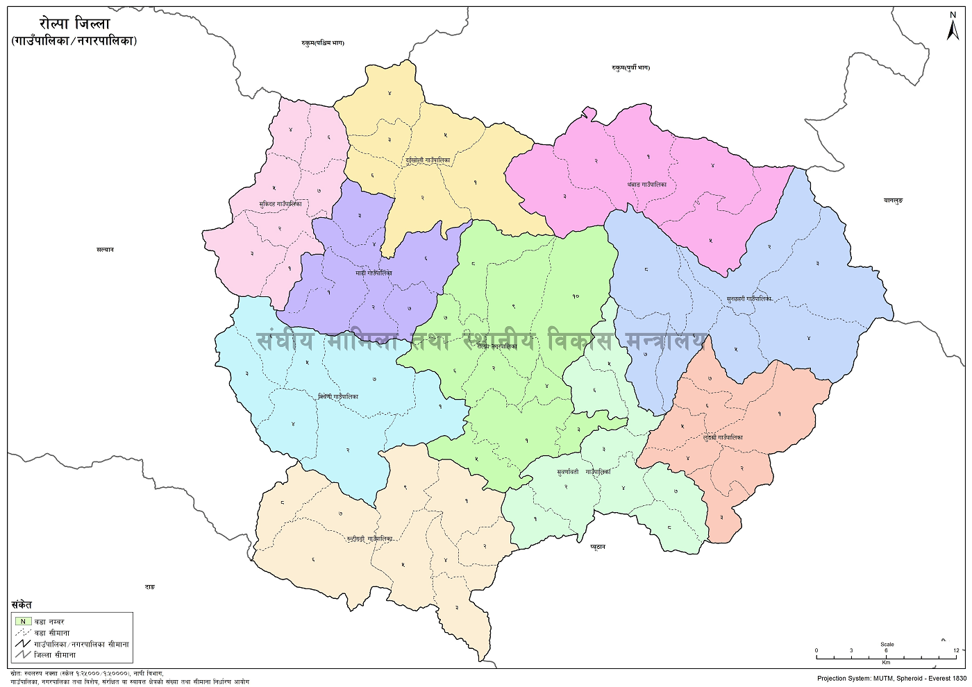 Runtigadhi Rural Municipality, Rolpa, Map 