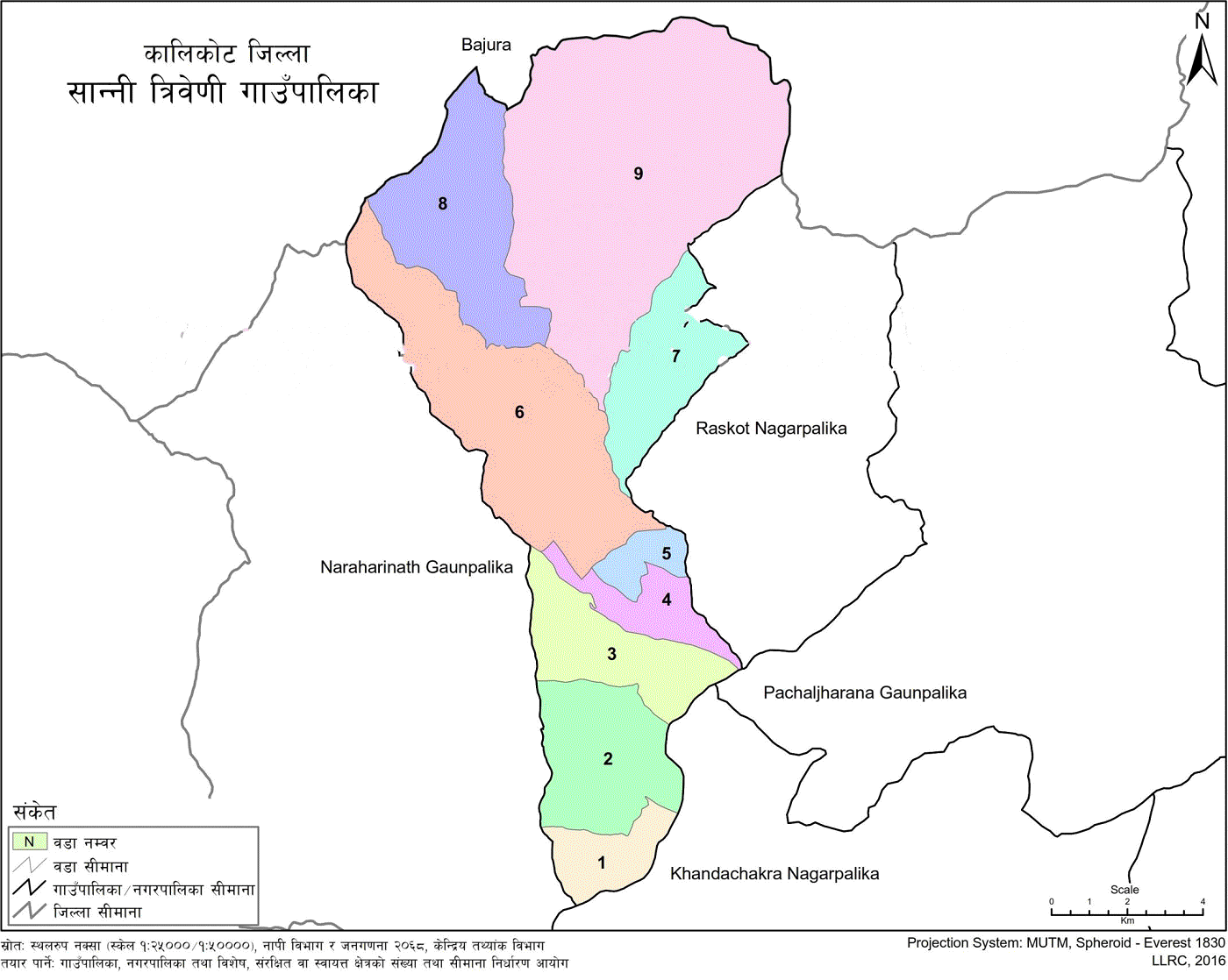 Sanni Triveni Rural Municipality Kalikot Geographical Map 
