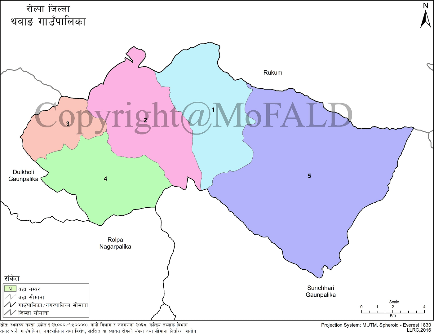 Thabang Rural Municipality, Rolpa, Map 