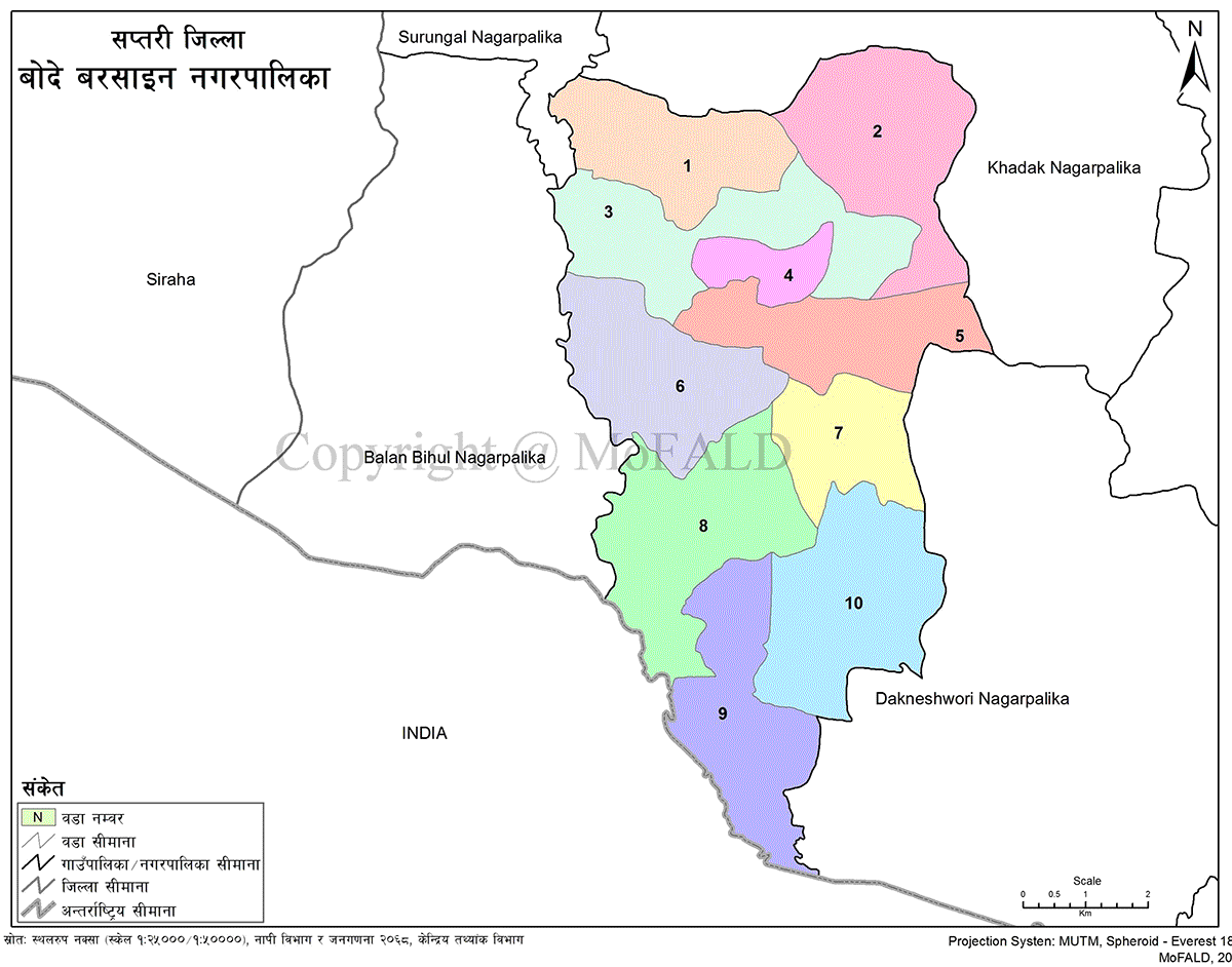 Bodebarsain Municipality Geographical Map 